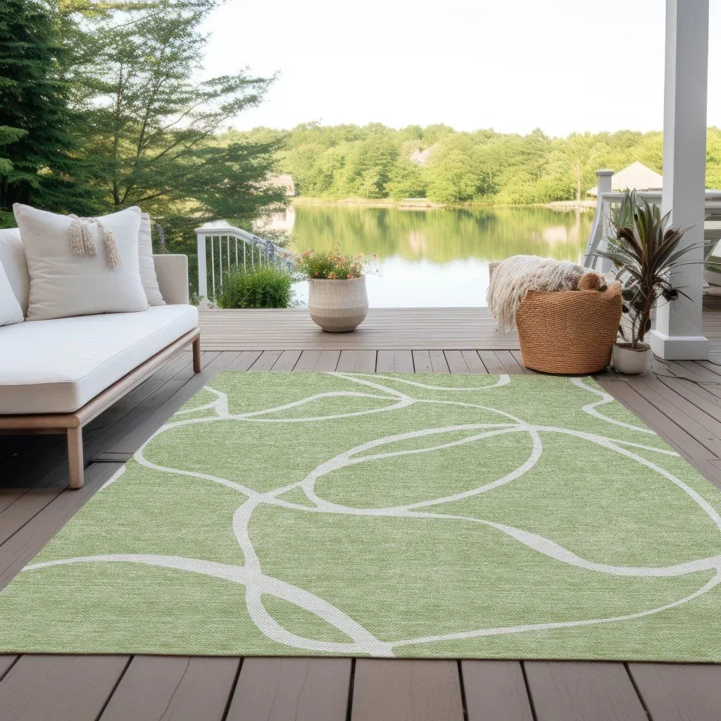 LOOMLAN Rugs Mirelle Green Washable Indoor-Outdoor Rug