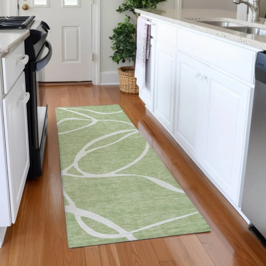 LOOMLAN Rugs Mirelle Green Washable Indoor-Outdoor Rug