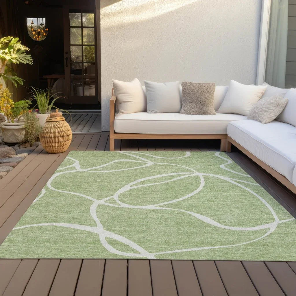 LOOMLAN Rugs Mirelle Green Washable Indoor-Outdoor Rug