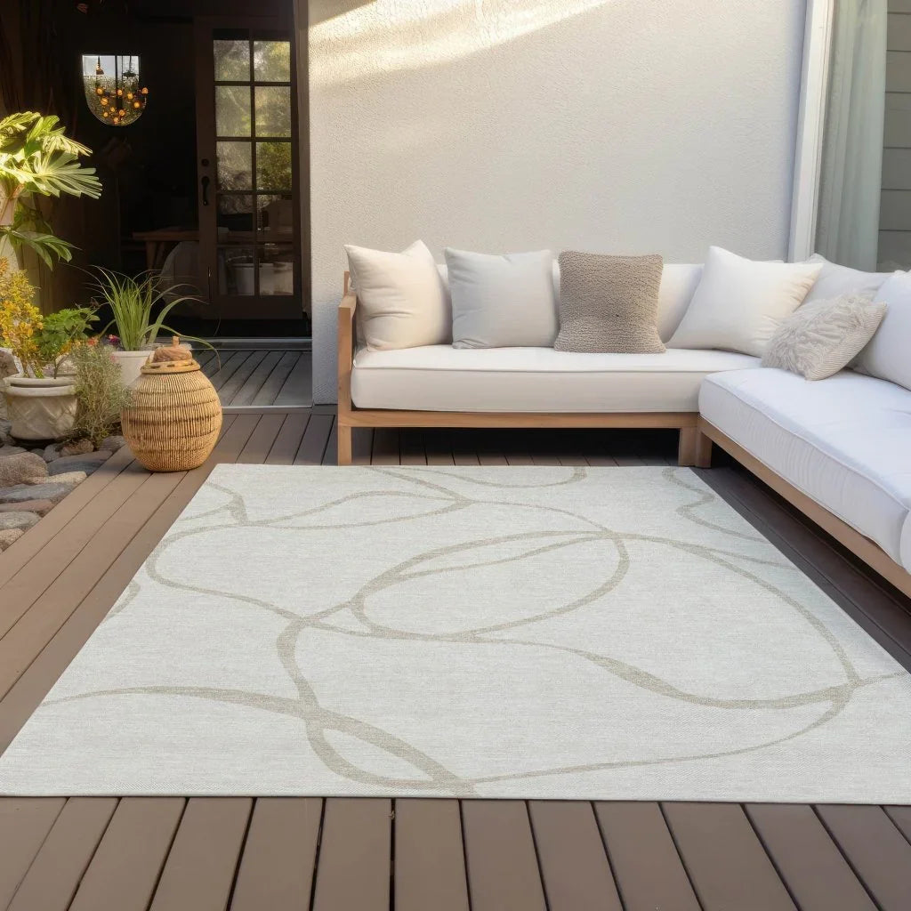 LOOMLAN Rugs Mirelle Ivory Washable Indoor-Outdoor Rug