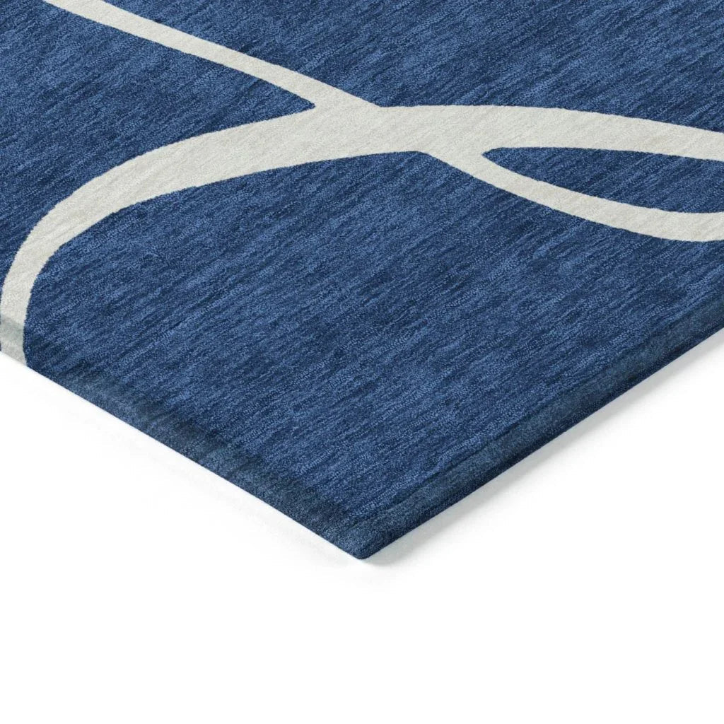 LOOMLAN Rugs Mirelle Navy Washable Indoor-Outdoor Rug