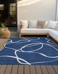 LOOMLAN Rugs Mirelle Navy Washable Indoor-Outdoor Rug