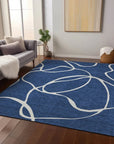 LOOMLAN Rugs Mirelle Navy Washable Indoor-Outdoor Rug
