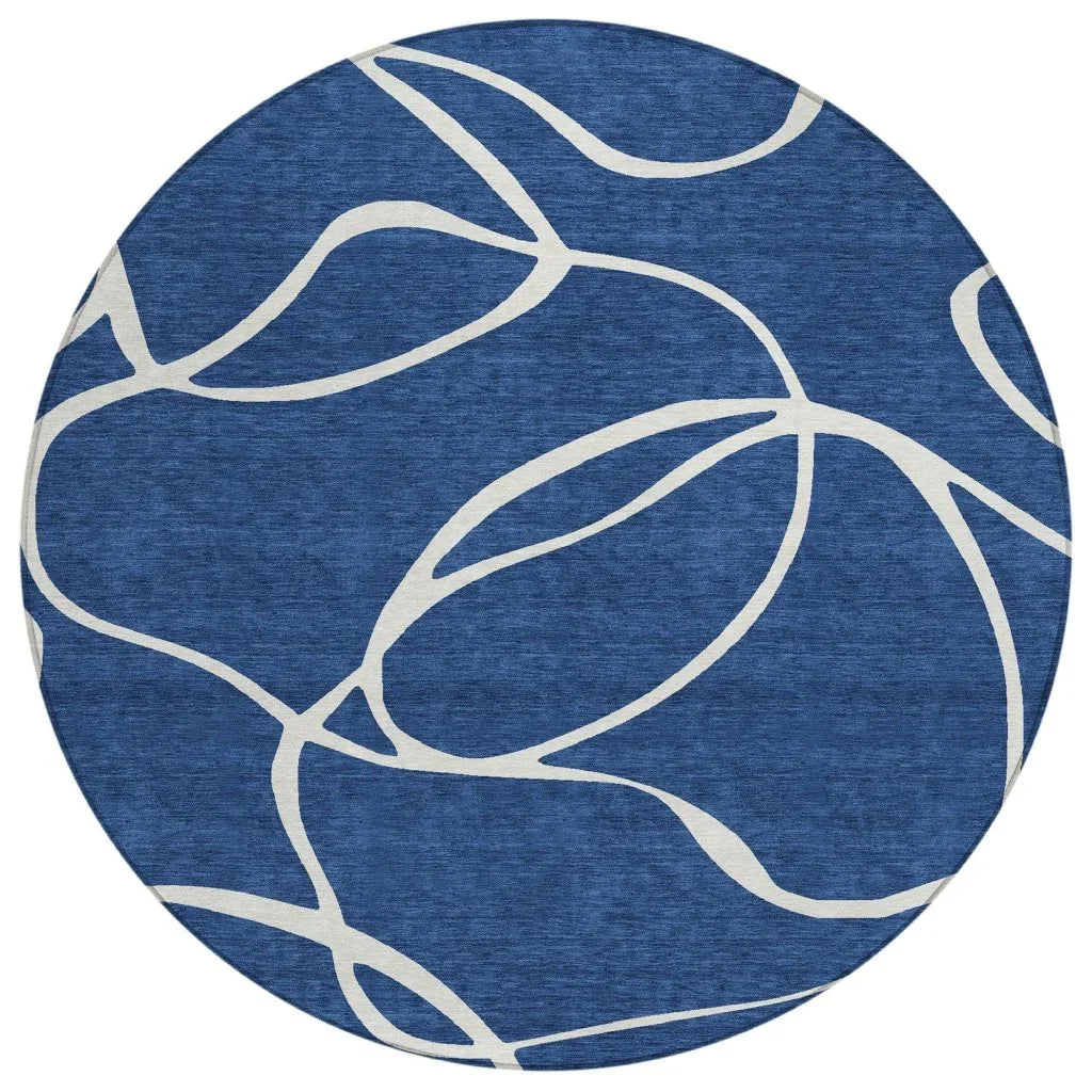 LOOMLAN Rugs Mirelle Navy Washable Indoor-Outdoor Rug