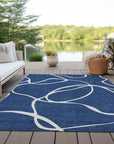 LOOMLAN Rugs Mirelle Navy Washable Indoor-Outdoor Rug