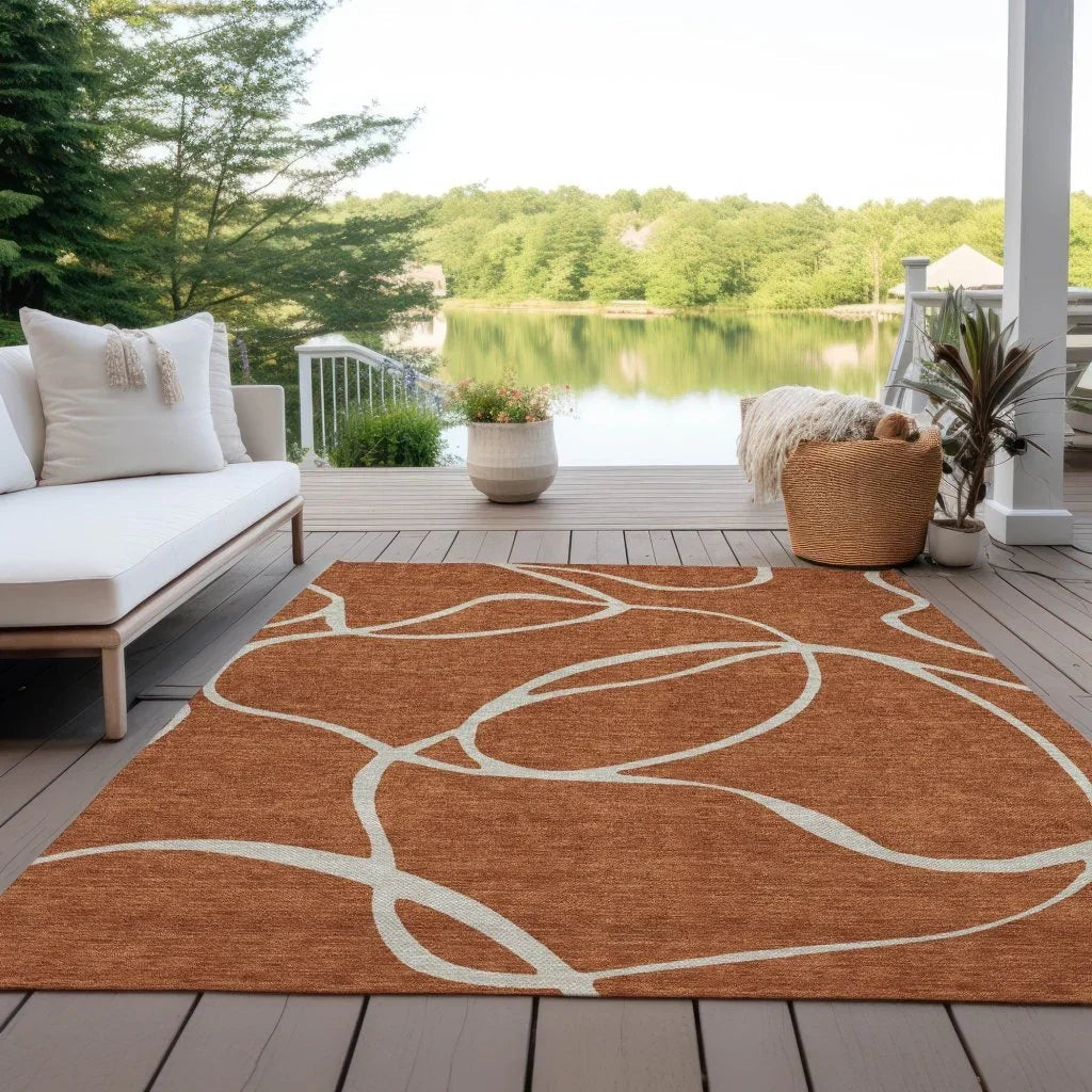 LOOMLAN Rugs Mirelle Orange Washable Indoor-Outdoor Rug