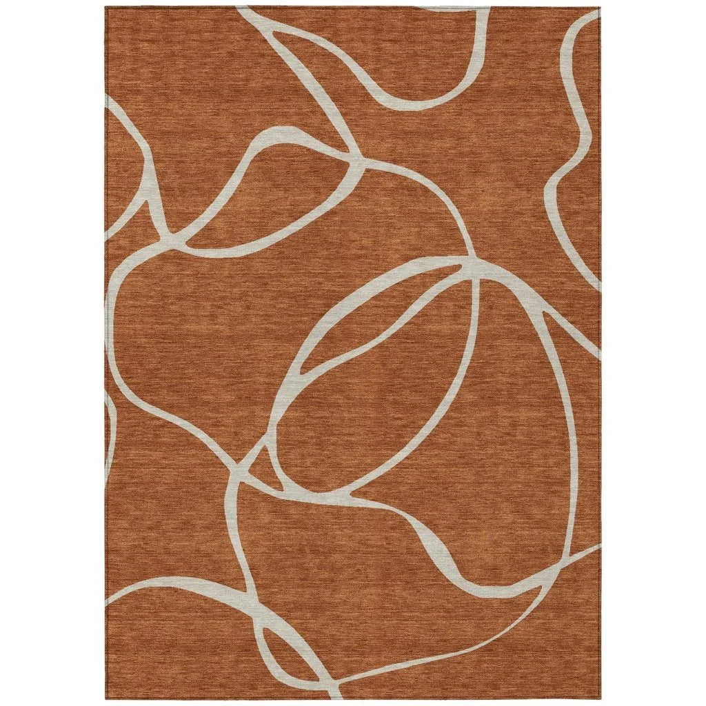 LOOMLAN Rugs Mirelle Orange Washable Indoor-Outdoor Rug
