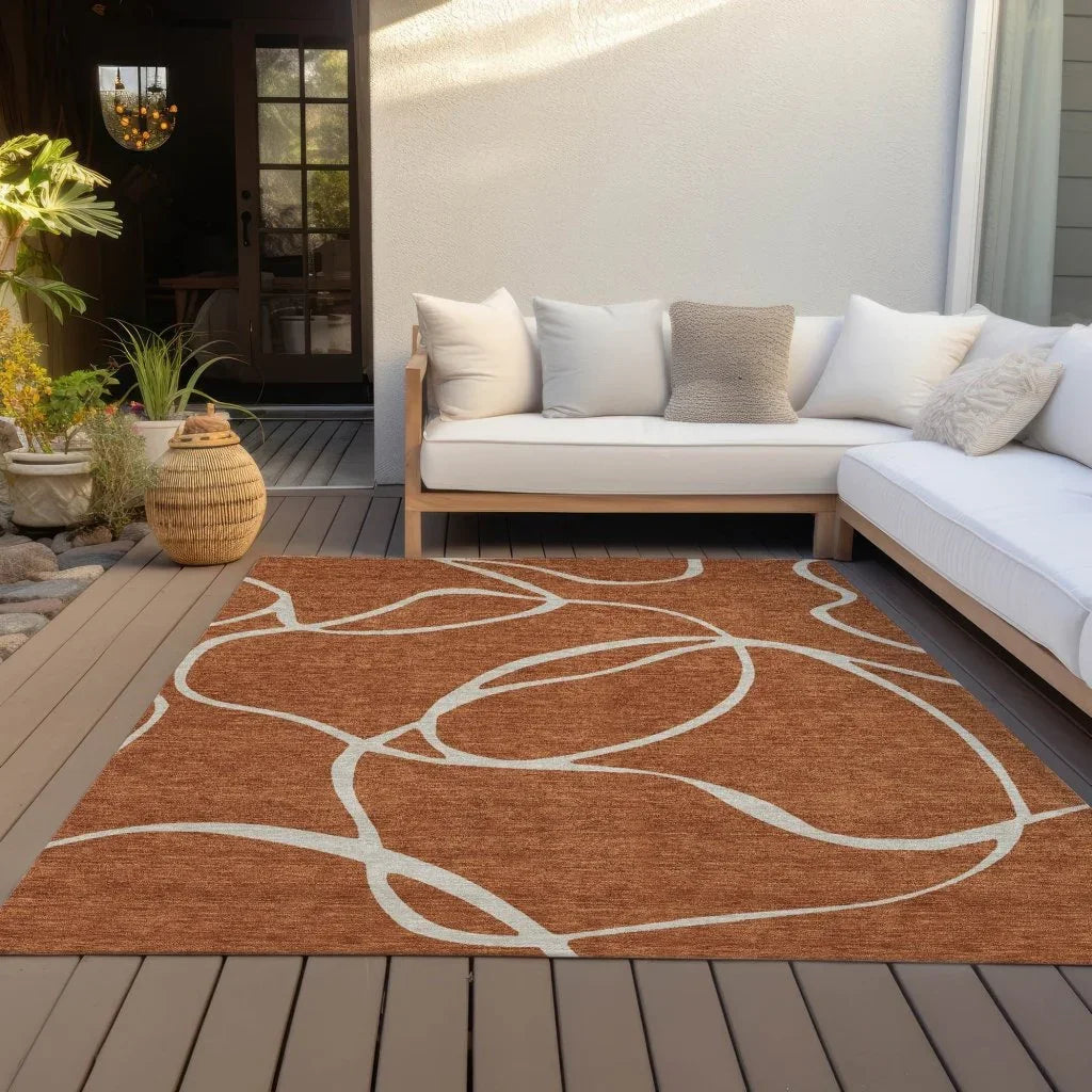 LOOMLAN Rugs Mirelle Orange Washable Indoor-Outdoor Rug