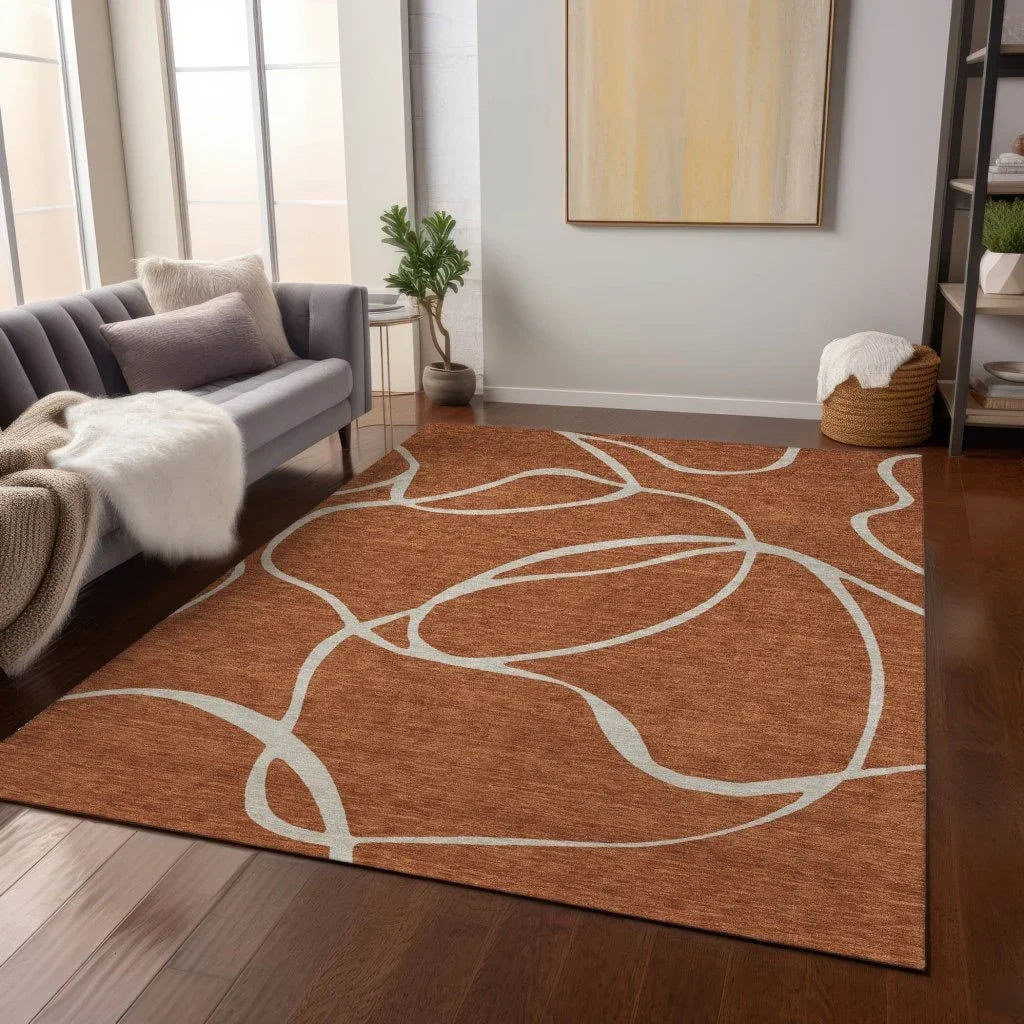 LOOMLAN Rugs Mirelle Orange Washable Indoor-Outdoor Rug