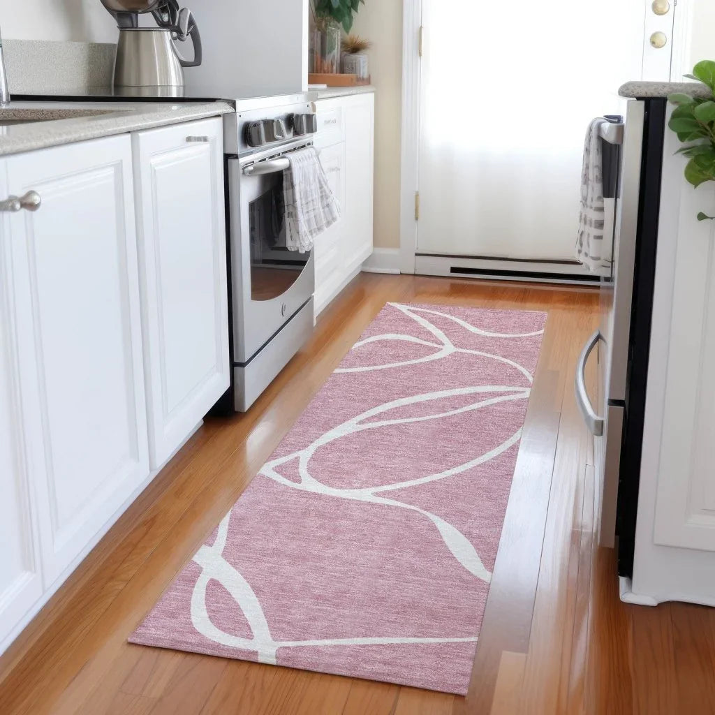 LOOMLAN Rugs Mirelle Pink Washable Indoor-Outdoor Rug