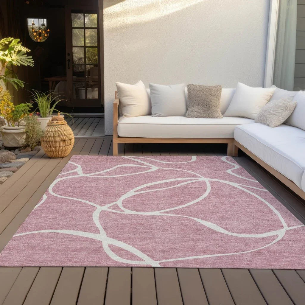 LOOMLAN Rugs Mirelle Pink Washable Indoor-Outdoor Rug