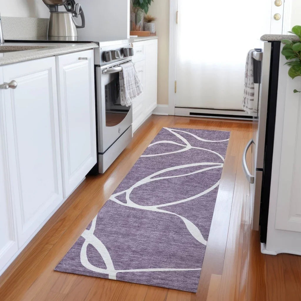 LOOMLAN Rugs Mirelle Purple Washable Indoor-Outdoor Rug