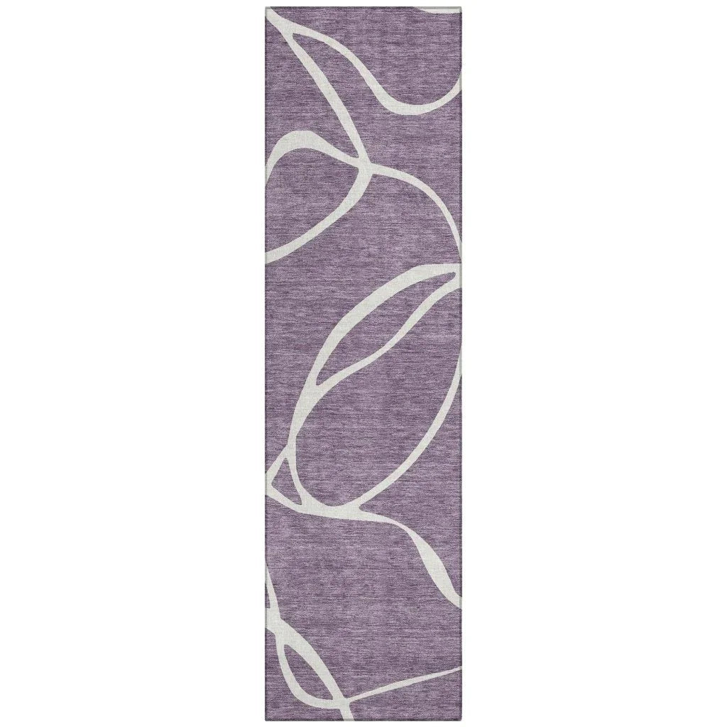 LOOMLAN Rugs Mirelle Purple Washable Indoor-Outdoor Rug