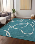 LOOMLAN Rugs Mirelle Teal Washable Indoor-Outdoor Rug