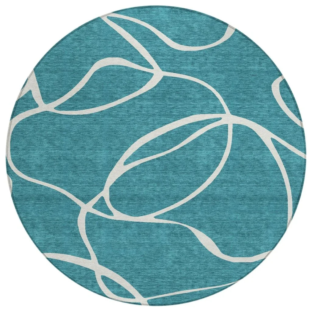 LOOMLAN Rugs Mirelle Teal Washable Indoor-Outdoor Rug