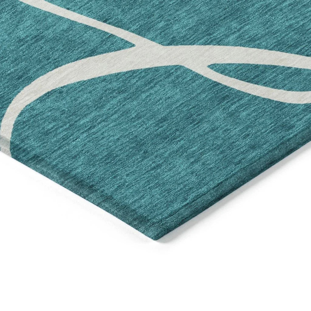 LOOMLAN Rugs Mirelle Teal Washable Indoor-Outdoor Rug