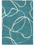 LOOMLAN Rugs Mirelle Teal Washable Indoor-Outdoor Rug