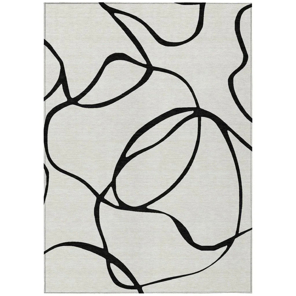 LOOMLAN Rugs Mirelle White Washable Indoor-Outdoor Rug