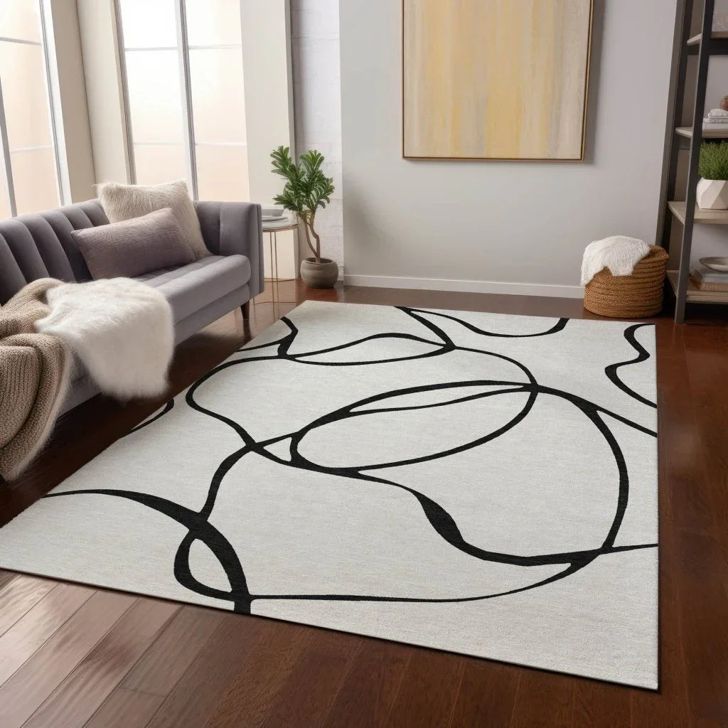 LOOMLAN Rugs Mirelle White Washable Indoor-Outdoor Rug