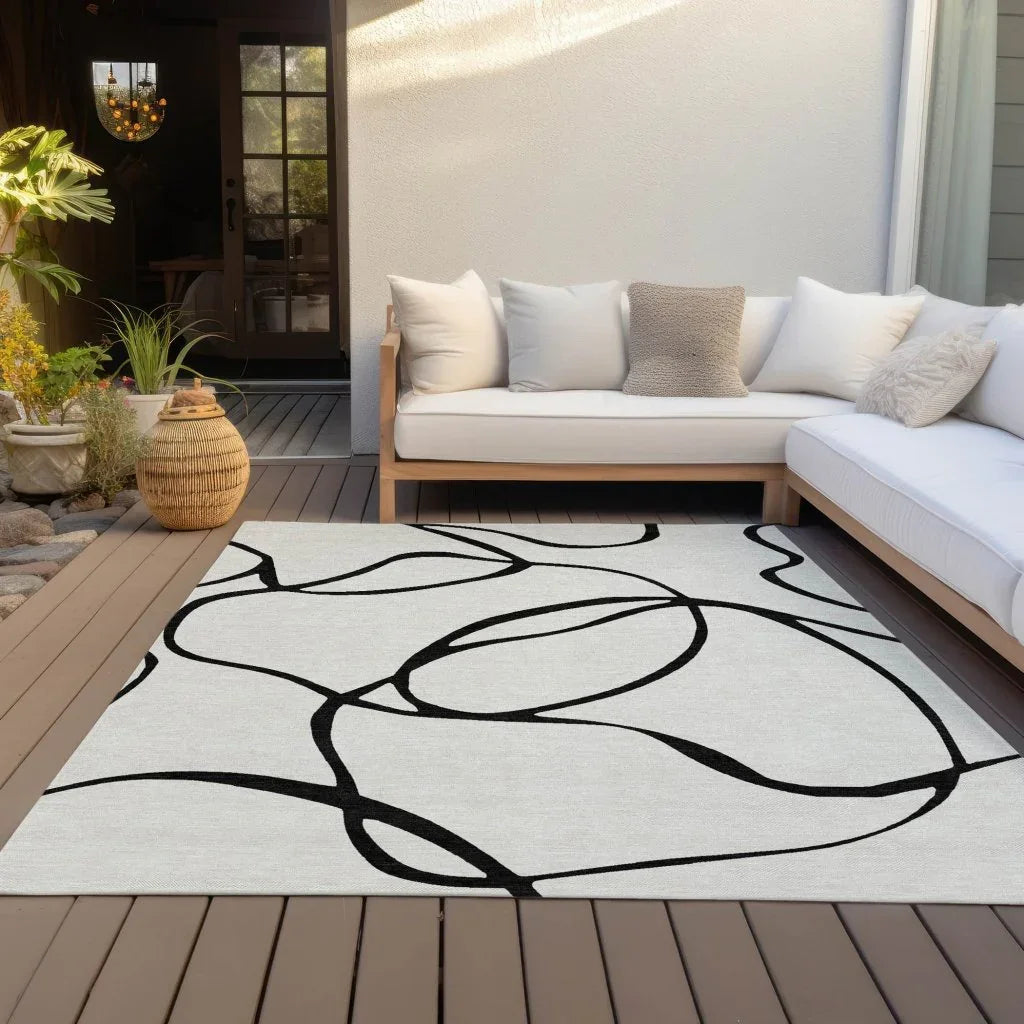 LOOMLAN Rugs Mirelle White Washable Indoor-Outdoor Rug