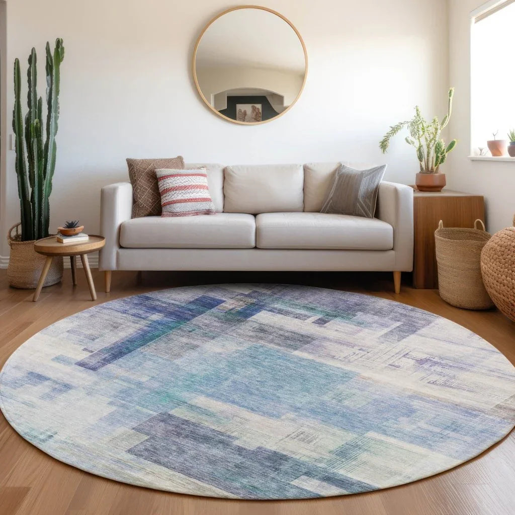 LOOMLAN Rugs Mireya Blue Washable Indoor-Outdoor Rug