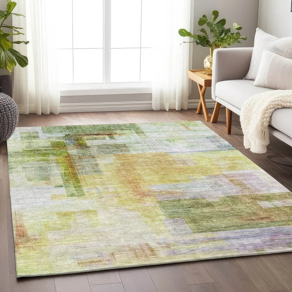 LOOMLAN Rugs Mireya Green Washable Indoor-Outdoor Rug