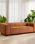 Contemporary Leather Club Sofa 100" Wide