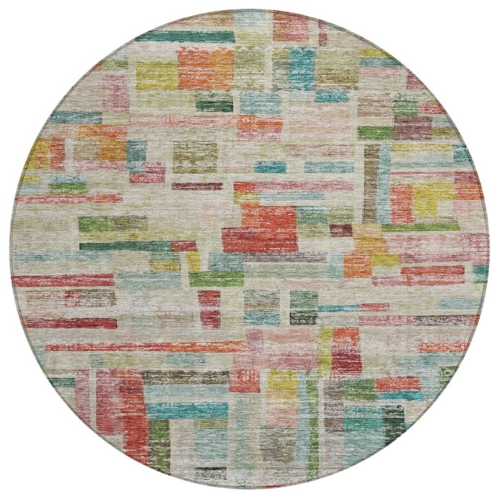 LOOMLAN Rugs Mosaic Orange Washable Indoor-Outdoor Rug