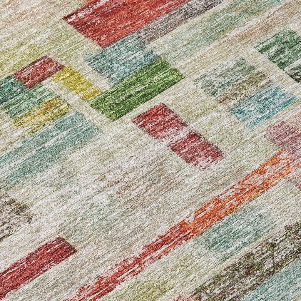 LOOMLAN Rugs Mosaic Orange Washable Indoor-Outdoor Rug