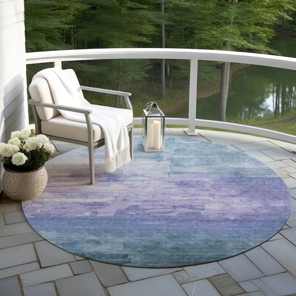 LOOMLAN Rugs Mosselia Blue Washable Indoor-Outdoor Rug