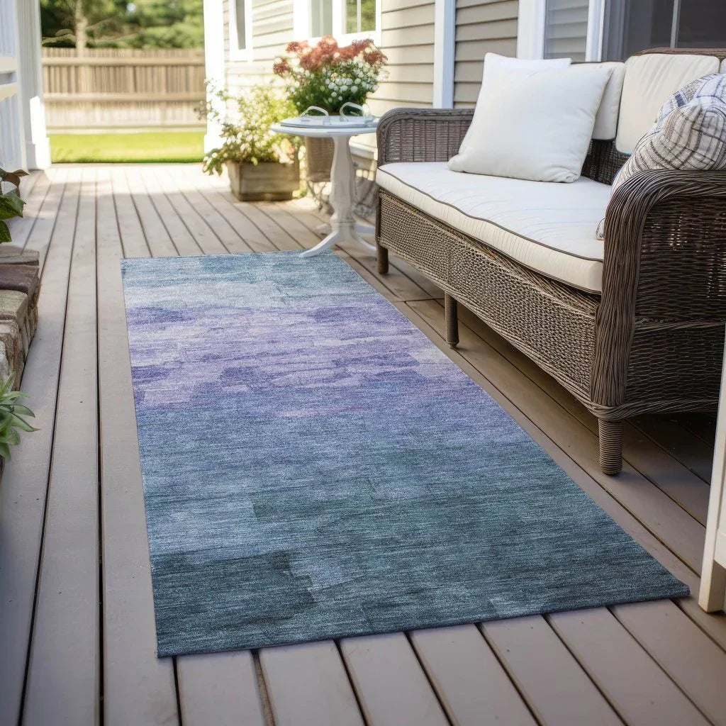 LOOMLAN Rugs Mosselia Blue Washable Indoor-Outdoor Rug