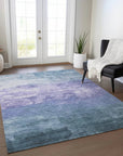 LOOMLAN Rugs Mosselia Blue Washable Indoor-Outdoor Rug