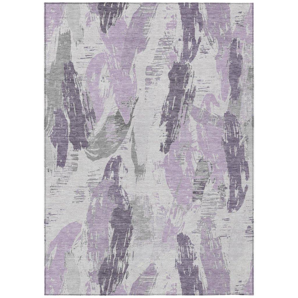 LOOMLAN Rugs Motyfa Purple Washable Indoor-Outdoor Rug