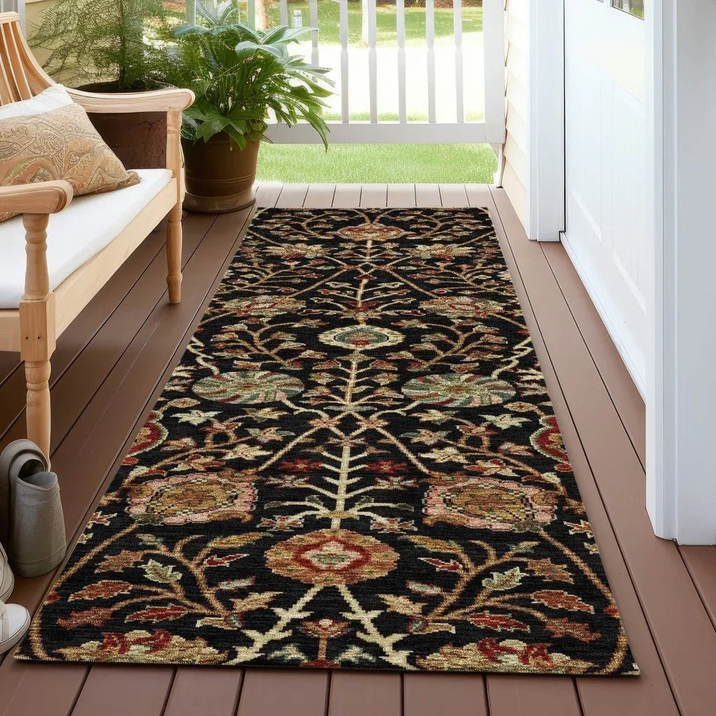 LOOMLAN Rugs Muse Black Washable Indoor-Outdoor Rug