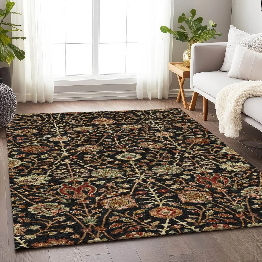 LOOMLAN Rugs Muse Black Washable Indoor-Outdoor Rug