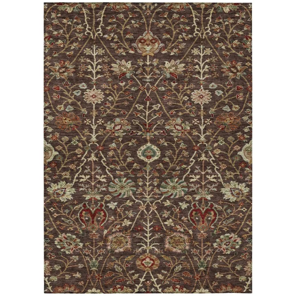 LOOMLAN Rugs Muse Brown Washable Indoor-Outdoor Rug