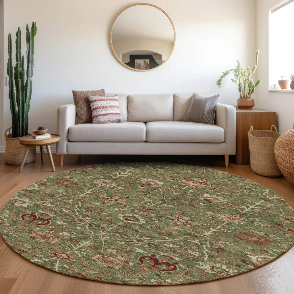 LOOMLAN Rugs Muse Green Washable Indoor-Outdoor Rug