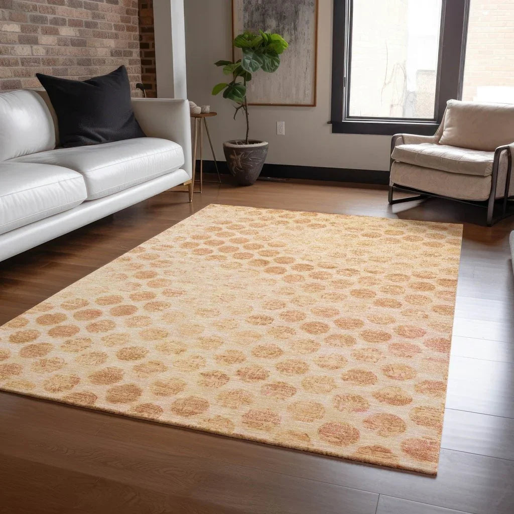 LOOMLAN Rugs Myrianna Orange Washable Indoor-Outdoor Rug