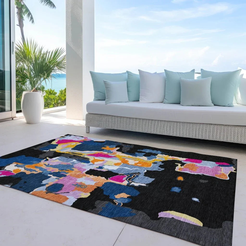 LOOMLAN Rugs Mysa Black Washable Indoor-Outdoor Rug