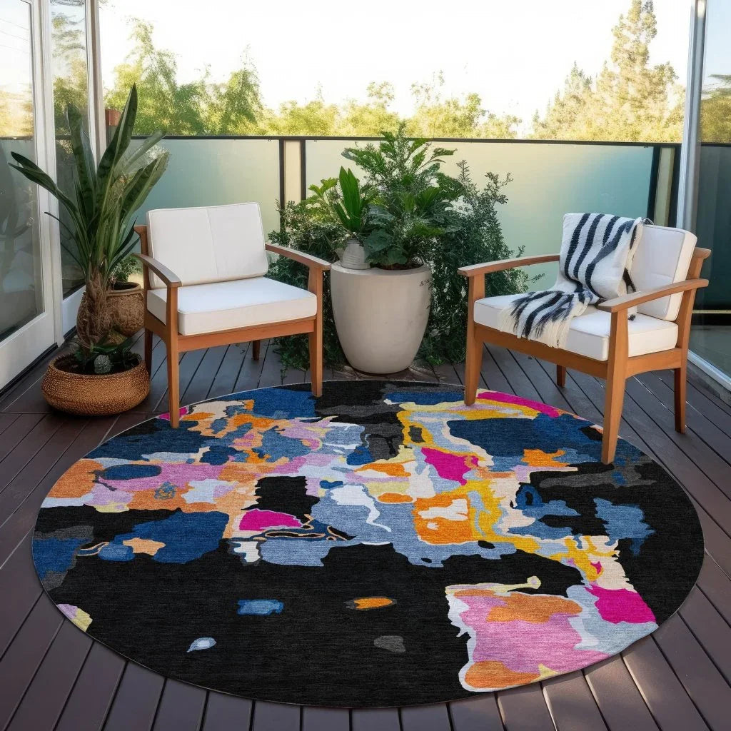 LOOMLAN Rugs Mysa Black Washable Indoor-Outdoor Rug