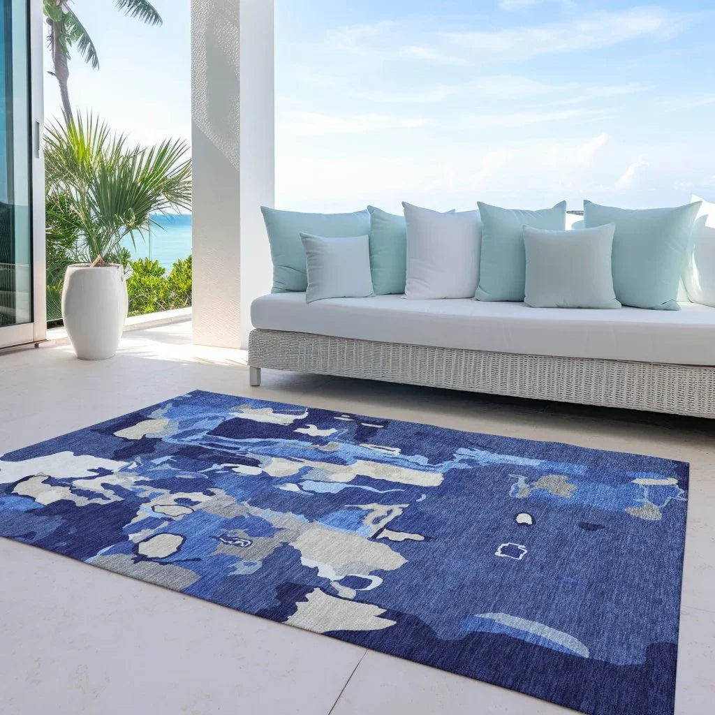 LOOMLAN Rugs Mysa Blue Washable Indoor-Outdoor Rug