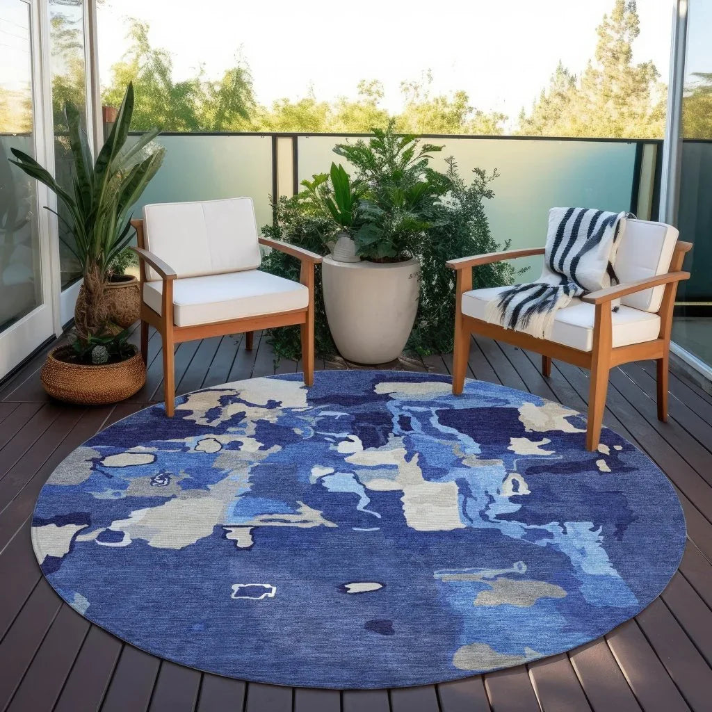 LOOMLAN Rugs Mysa Blue Washable Indoor-Outdoor Rug