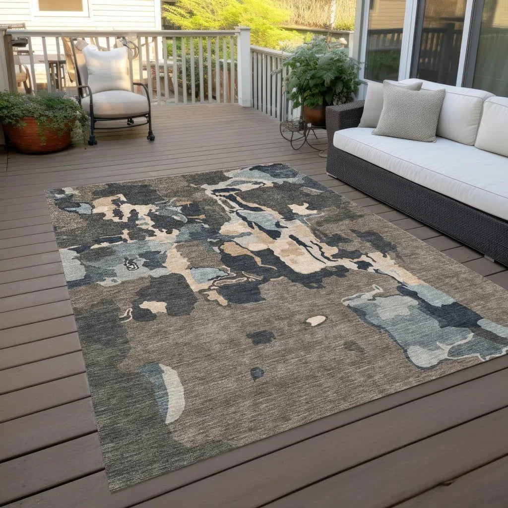 LOOMLAN Rugs Mysa Brown Washable Indoor-Outdoor Rug