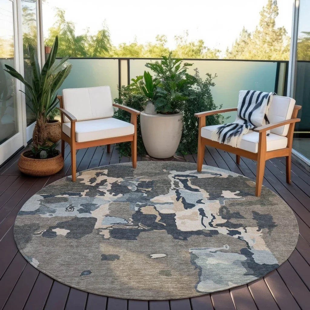 LOOMLAN Rugs Mysa Brown Washable Indoor-Outdoor Rug