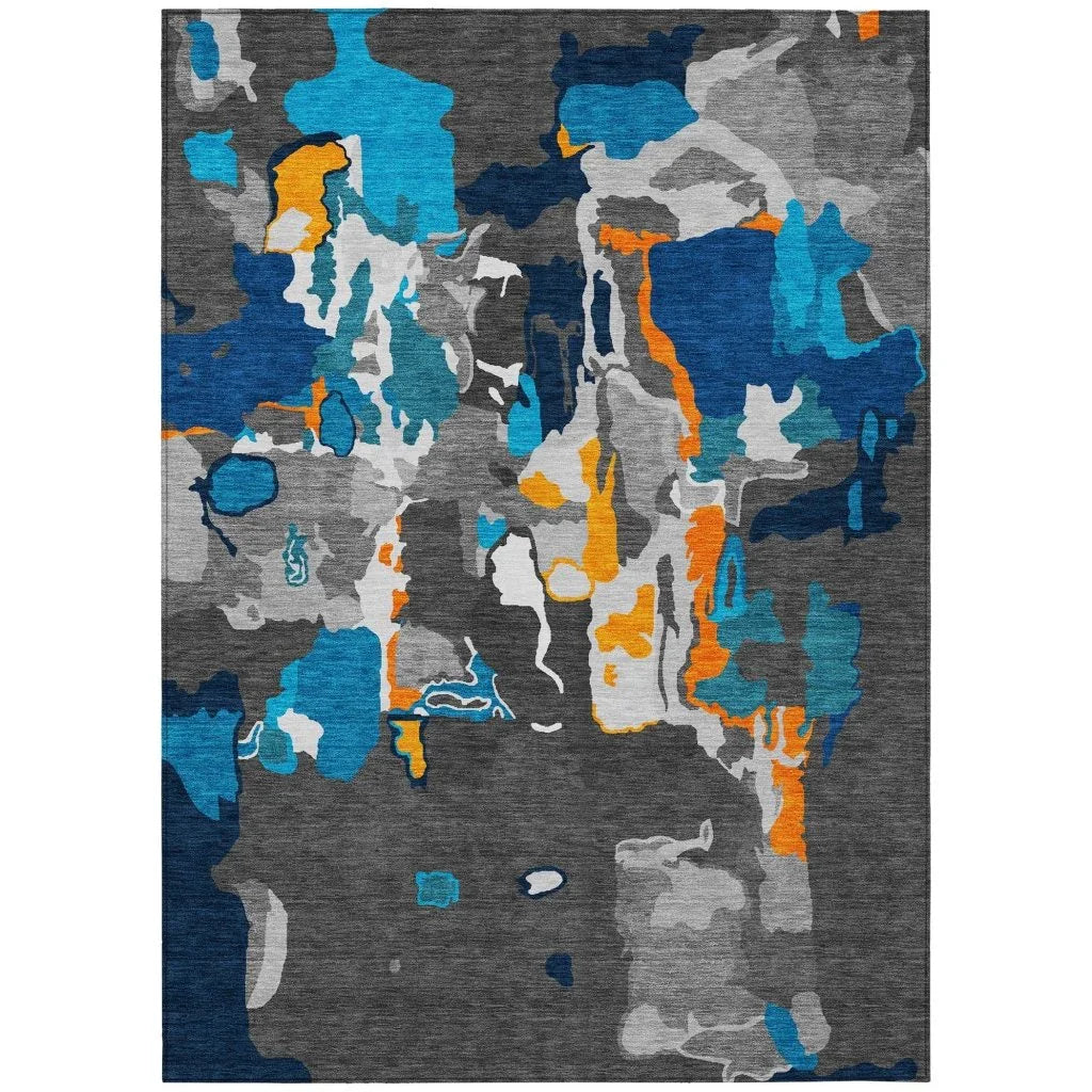 LOOMLAN Rugs Mysa Charcoal Washable Indoor-Outdoor Rug