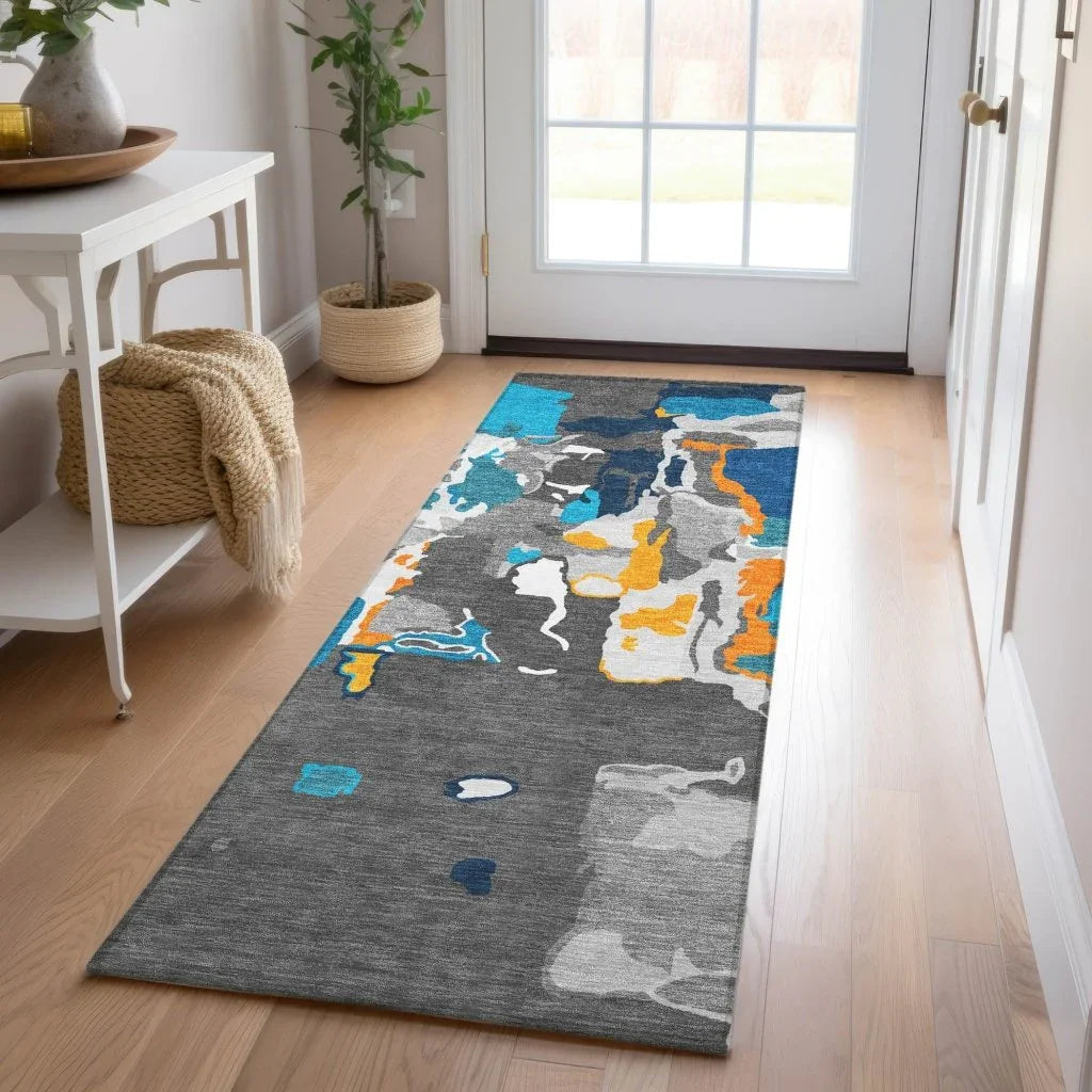 LOOMLAN Rugs Mysa Charcoal Washable Indoor-Outdoor Rug