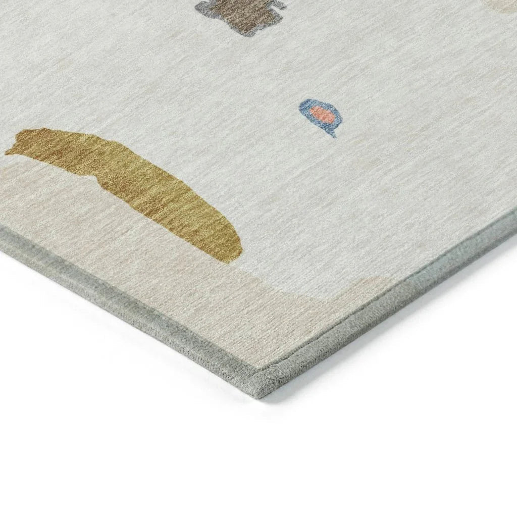 LOOMLAN Rugs Mysa Ivory Washable Indoor-Outdoor Rug