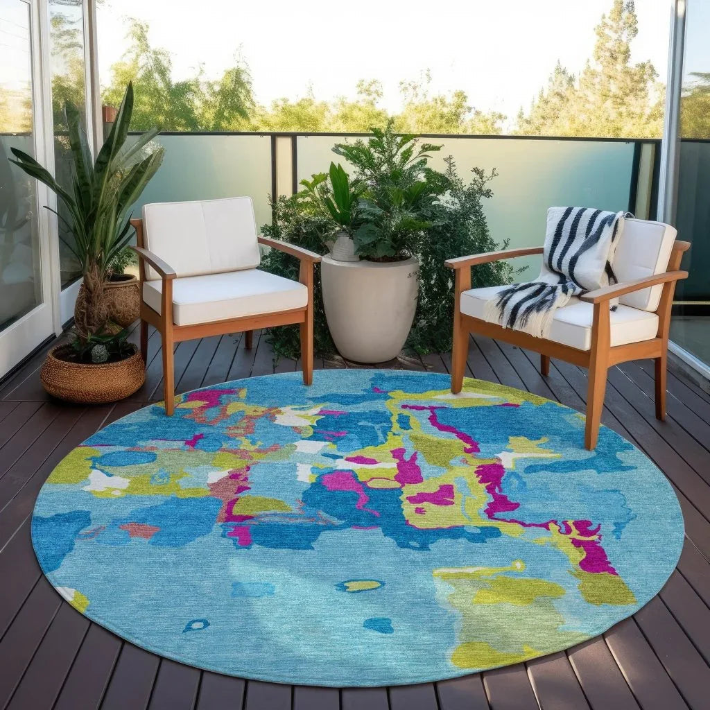 LOOMLAN Rugs Mysa Teal Washable Indoor-Outdoor Rug