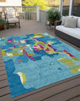 LOOMLAN Rugs Mysa Teal Washable Indoor-Outdoor Rug