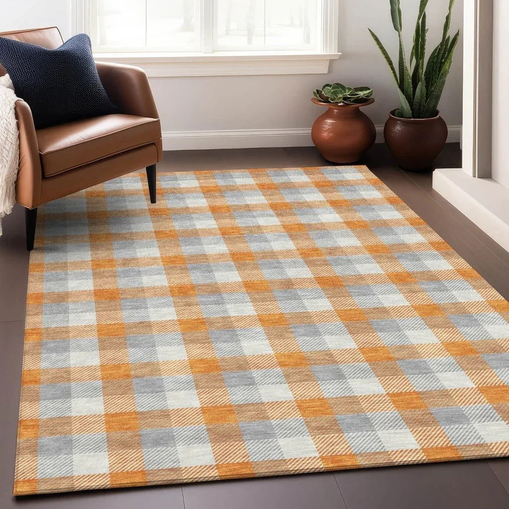 LOOMLAN Rugs Nahlia Orange Washable Indoor-Outdoor Rug